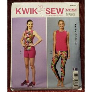 Misses Tops, Shorts And Leggings Sewing Pattern Kwik Sew K4163, Pullover Shirt